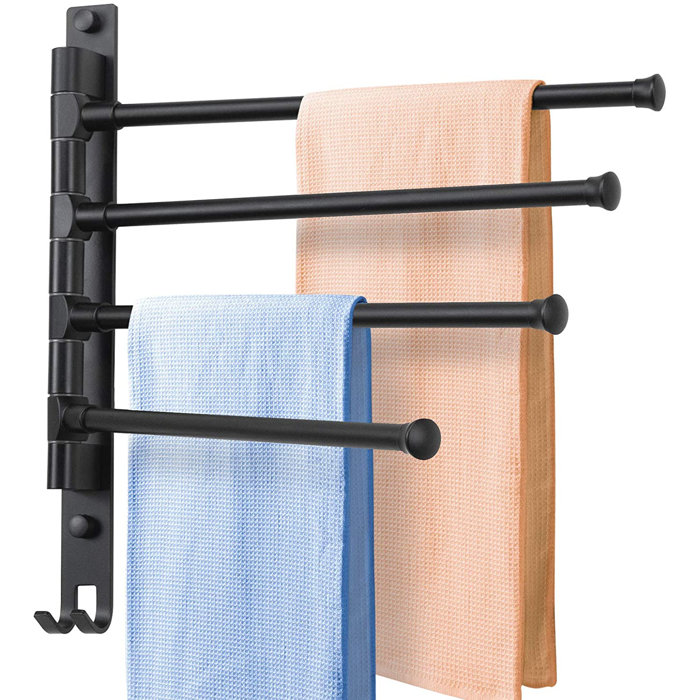 SSHAOSS Swivel Towel Bar 4Arm Bathroom Towel Holder WallMounted Swing